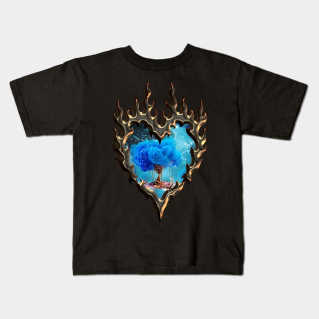 The blue tree on a little island Kids T-Shirt by Nicky2342